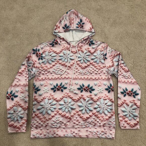 Tops - NWOT Christmas Allover Graphic Print Pullover Hoodie Long Sleeve Sweatshirt